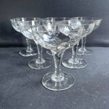 6 anciennes coupes à champagne – Verre soufflé