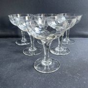 6 old champagne glasses – Blown glass