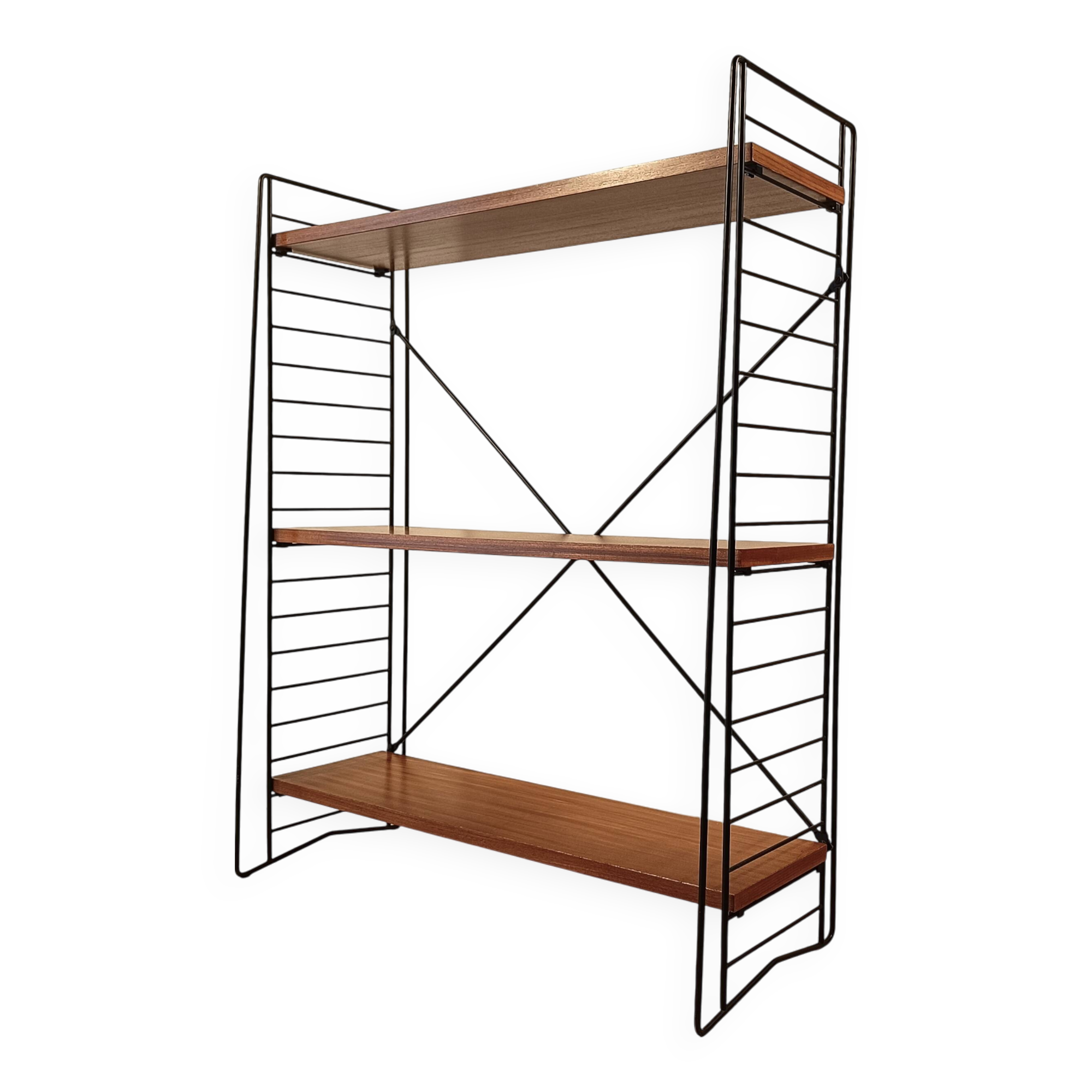 Mid century free standing rack with teak shelves by Dekker – Tomado