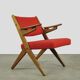 Classic Danish vintage scissor armchair by Arne Hovmand Olsen in OAK, 1960s