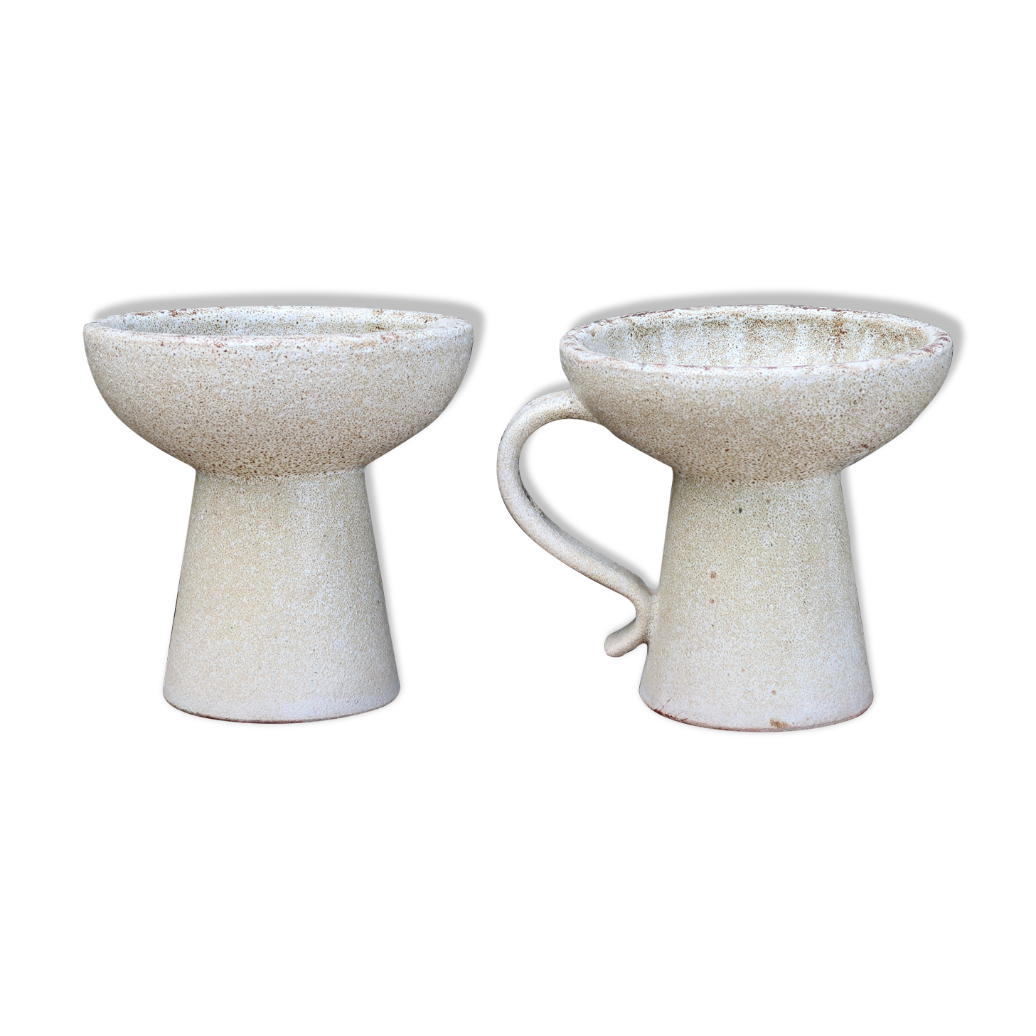 Pair of white Accolay ceramic candle holders, 60s