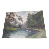 Old painting representing a landscape