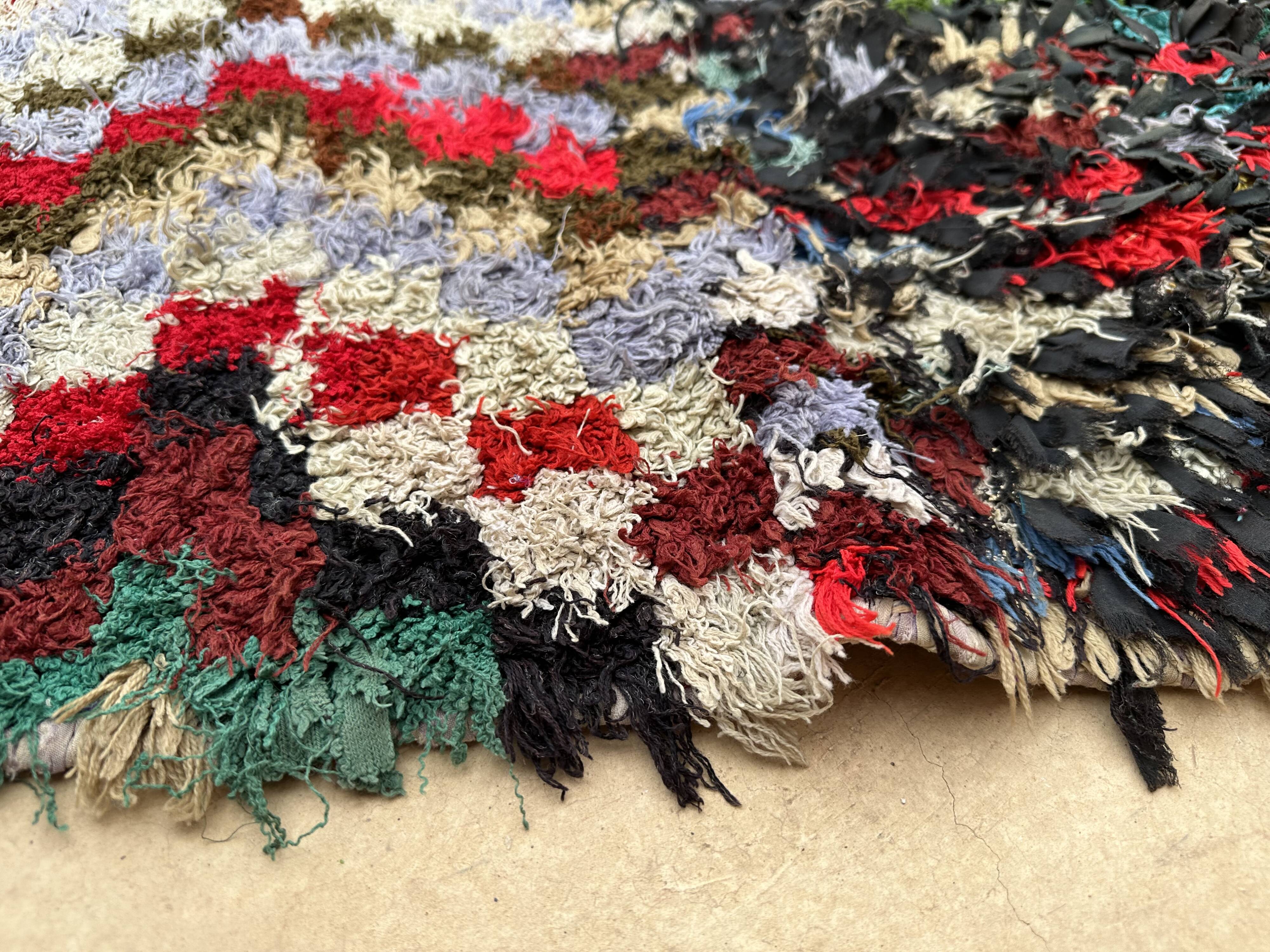Colorful Boucherouite Berber rug - 64 x 196 cm
