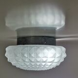 Vintage 1990s flush mount ceiling or wall frosted glass light