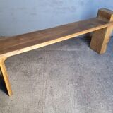 Solid patinated wood design bench 140cm