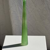 Vintage polished green glass soliflore vase H32