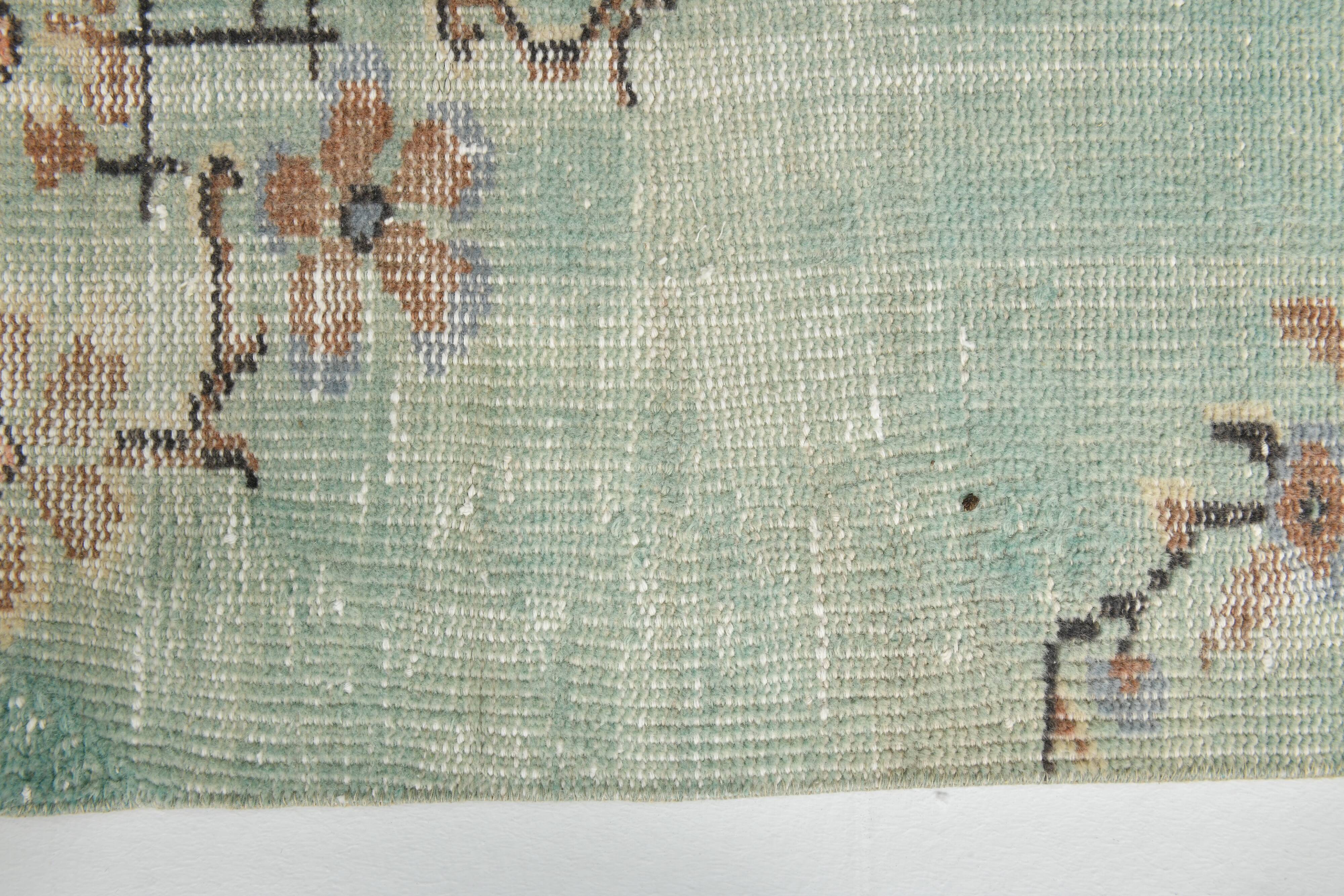 3x9 Light Green Persian Vintage Runner Rug, 81x282Cm