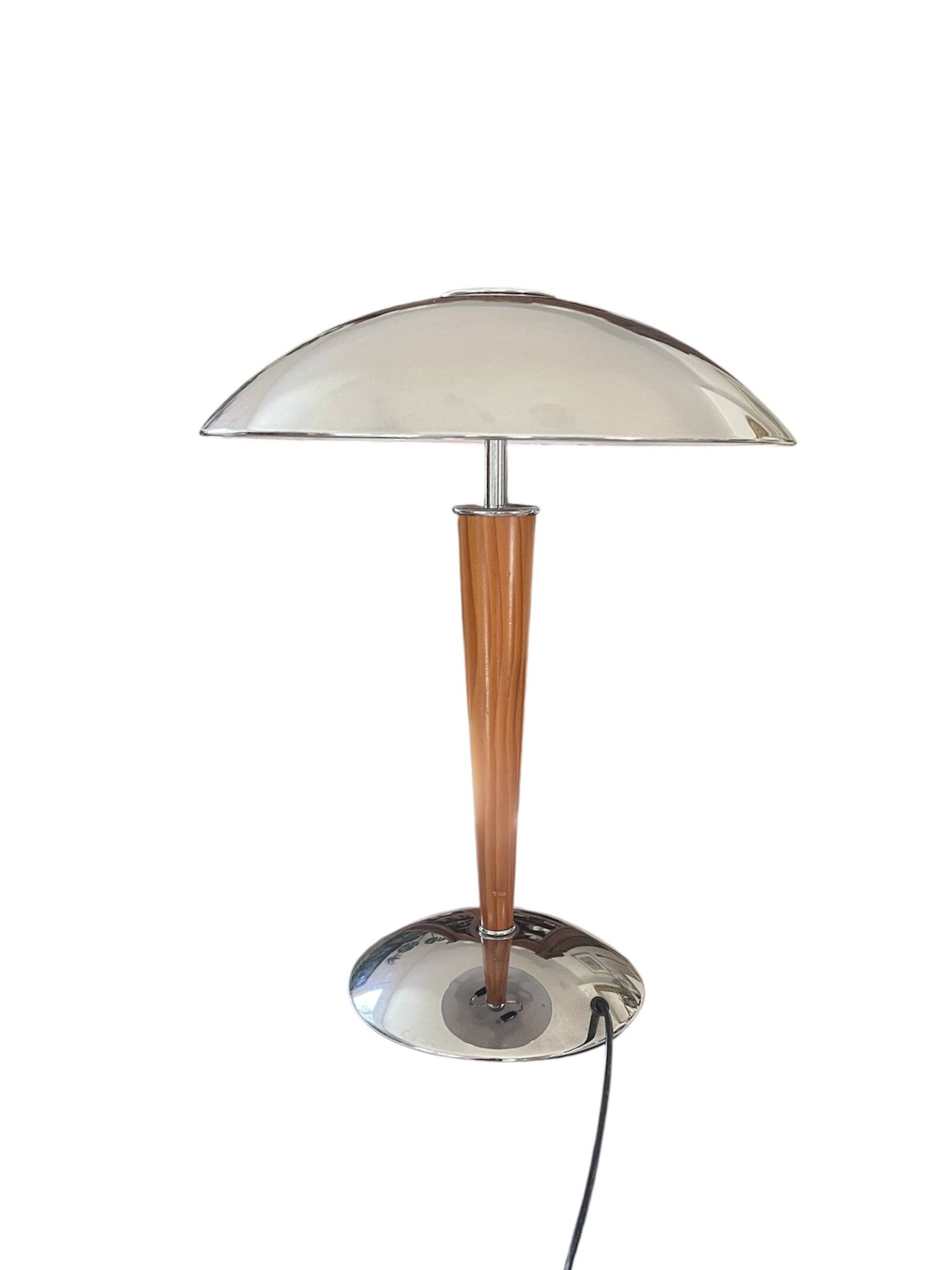 Vintage ship lamp in wood and chrome metal