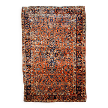 Handmade antique Persian Sarouk rug 4.1' x 6.7' (125cm x 204cm) 1920s