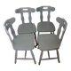 Série de 4 chaises bistrot anciennes en chêne GRISE