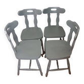 Série de 4 chaises bistrot anciennes en chêne GRISE