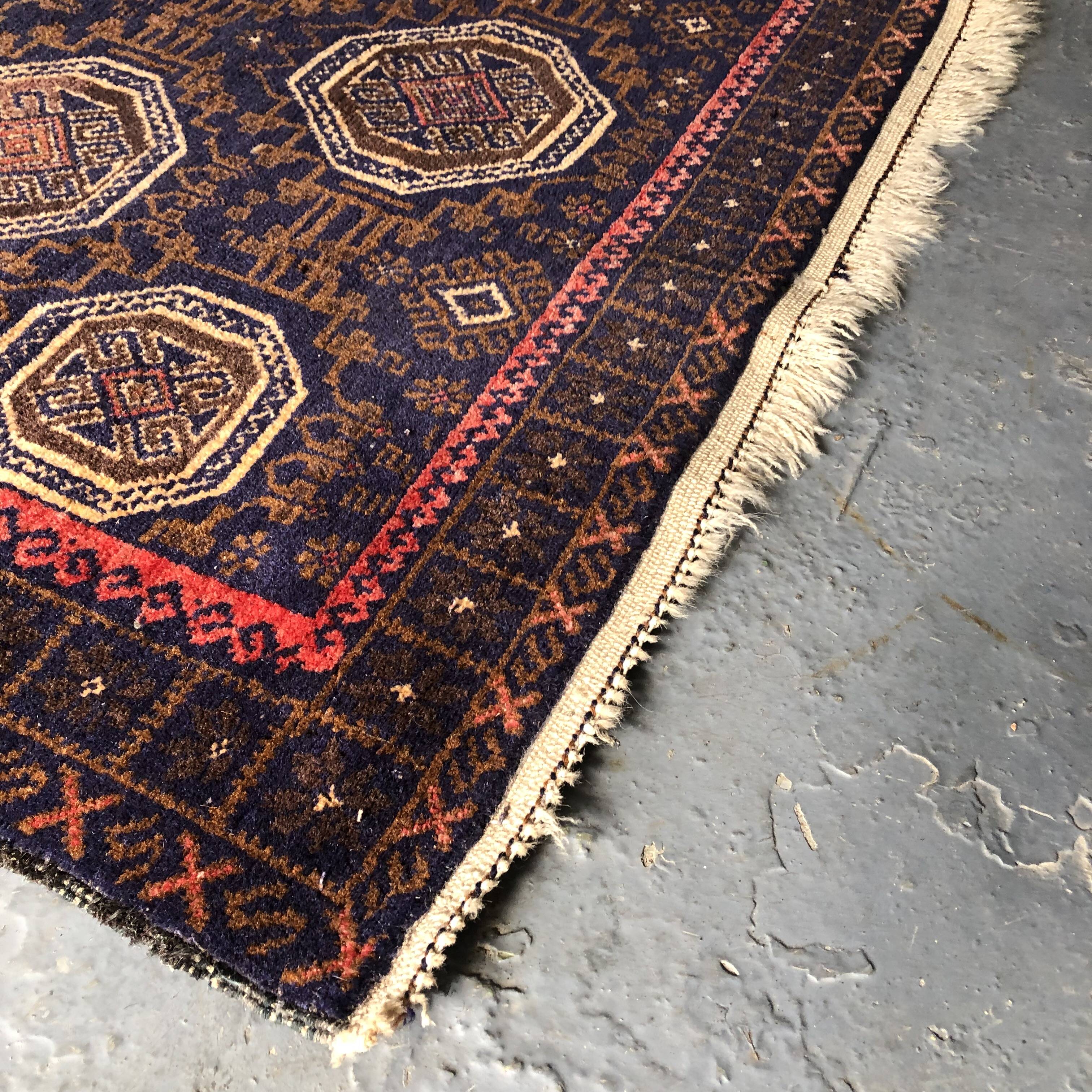 Old oriental carpet 111x195 - dominant blue