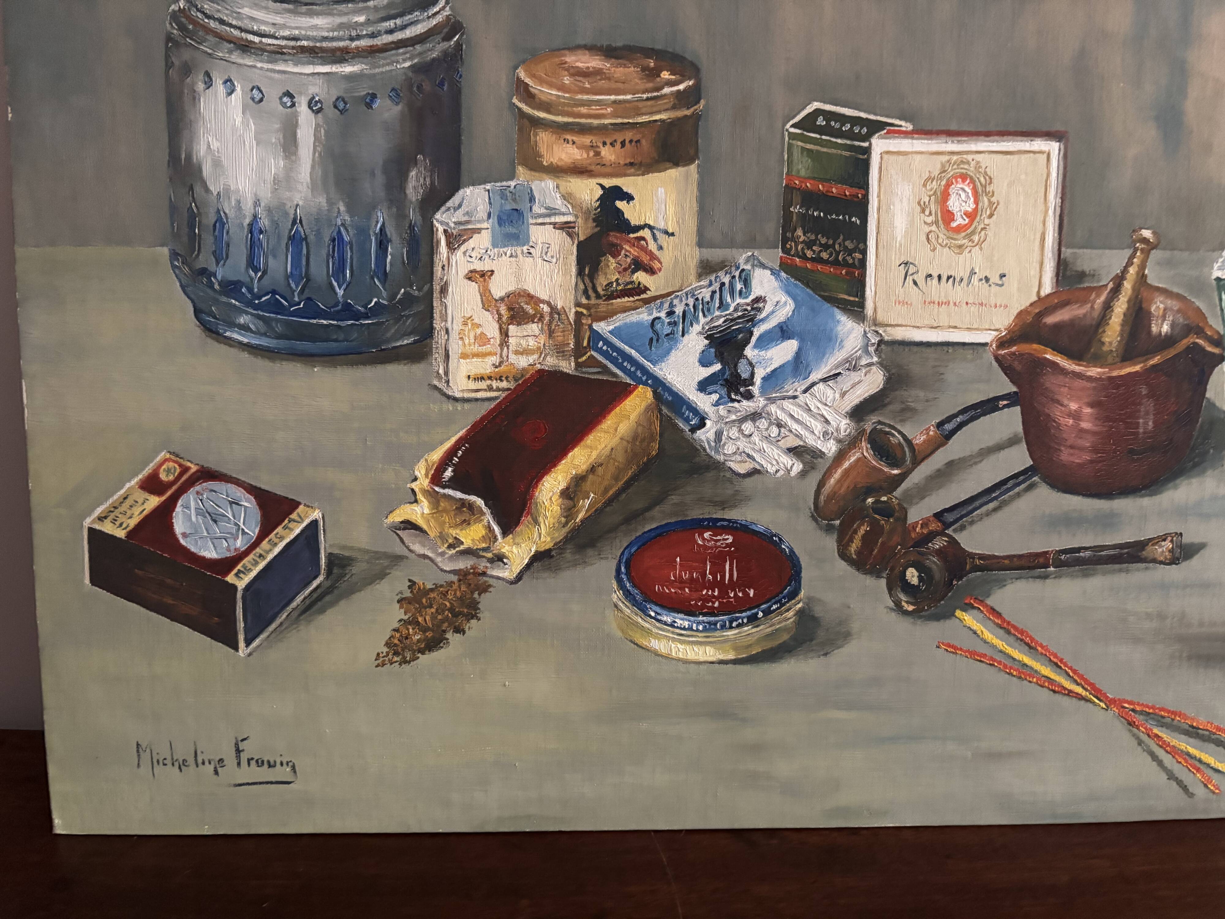 Nature morte signée Micheline Frouin 1970