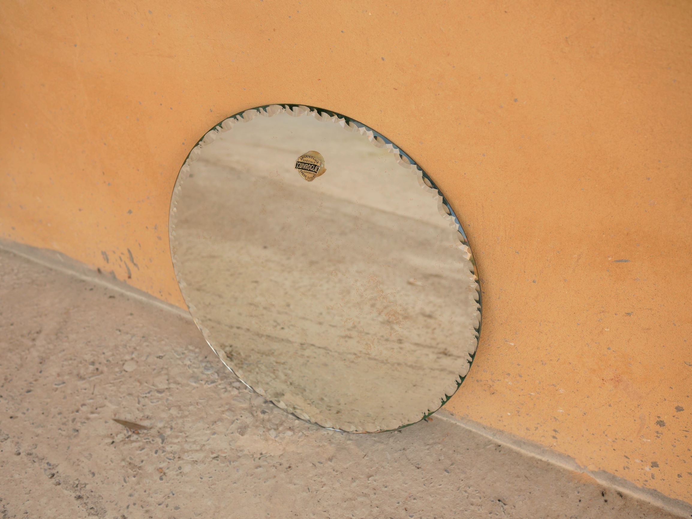 Miroir rond biseauté Art Déco 39cm x 39cm