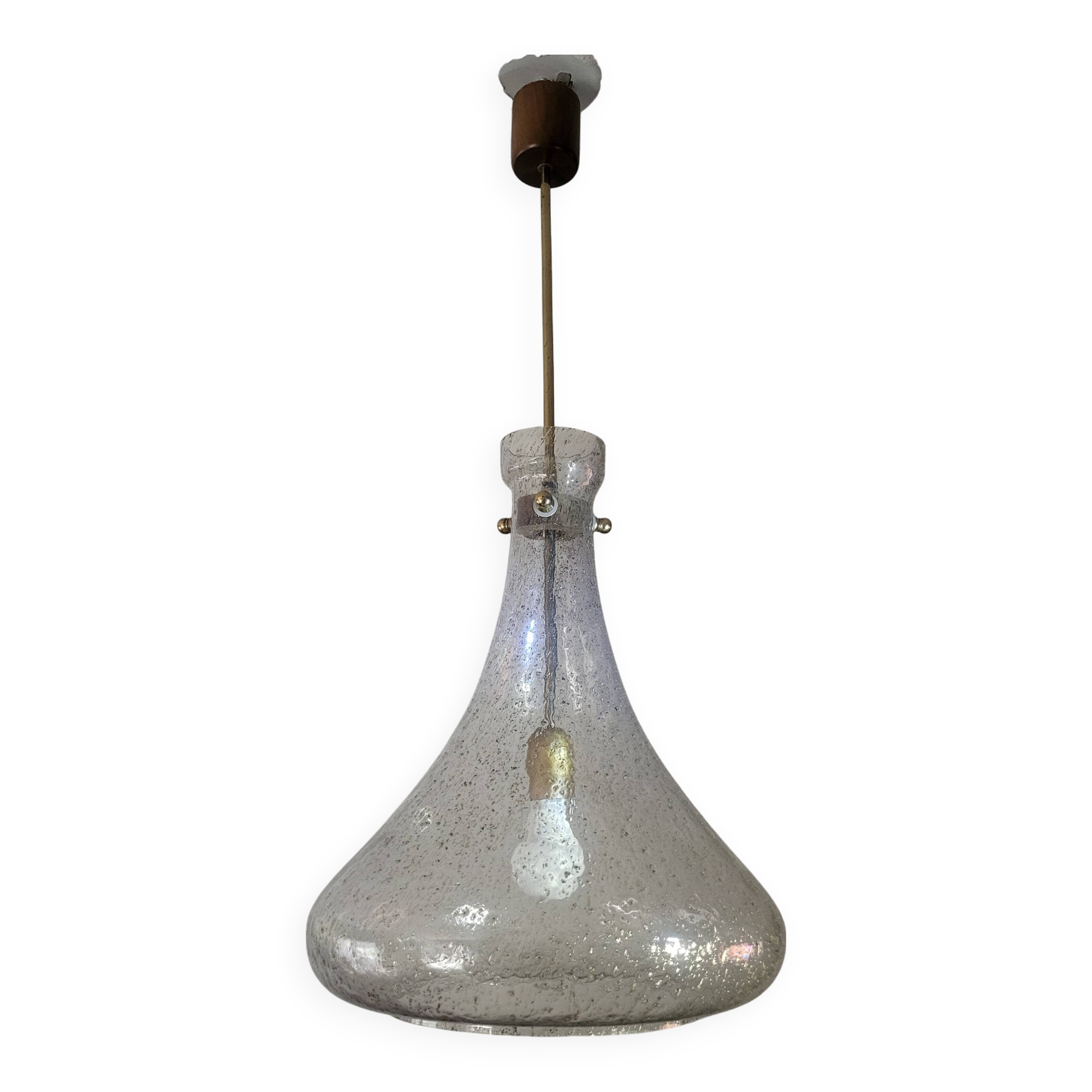 Designer drop pendant in blown and bubbled glass, Capital Lighting