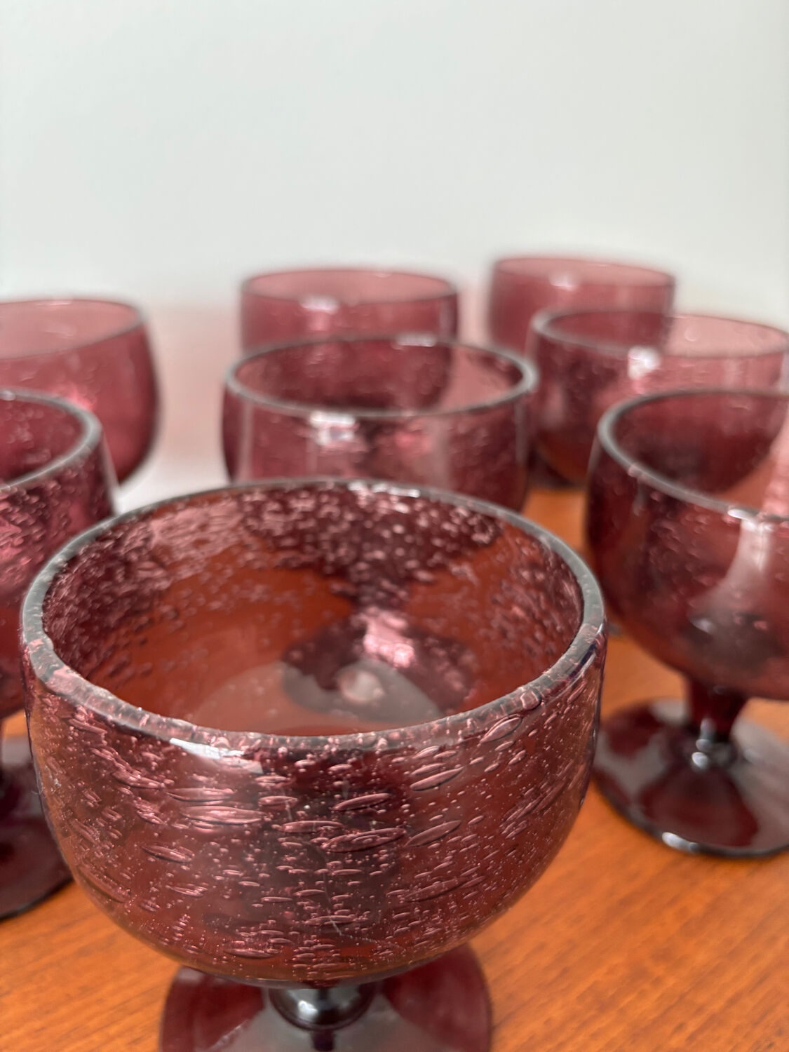 Vintage punch service – Hand-blown bubble glass, bowl or ladle