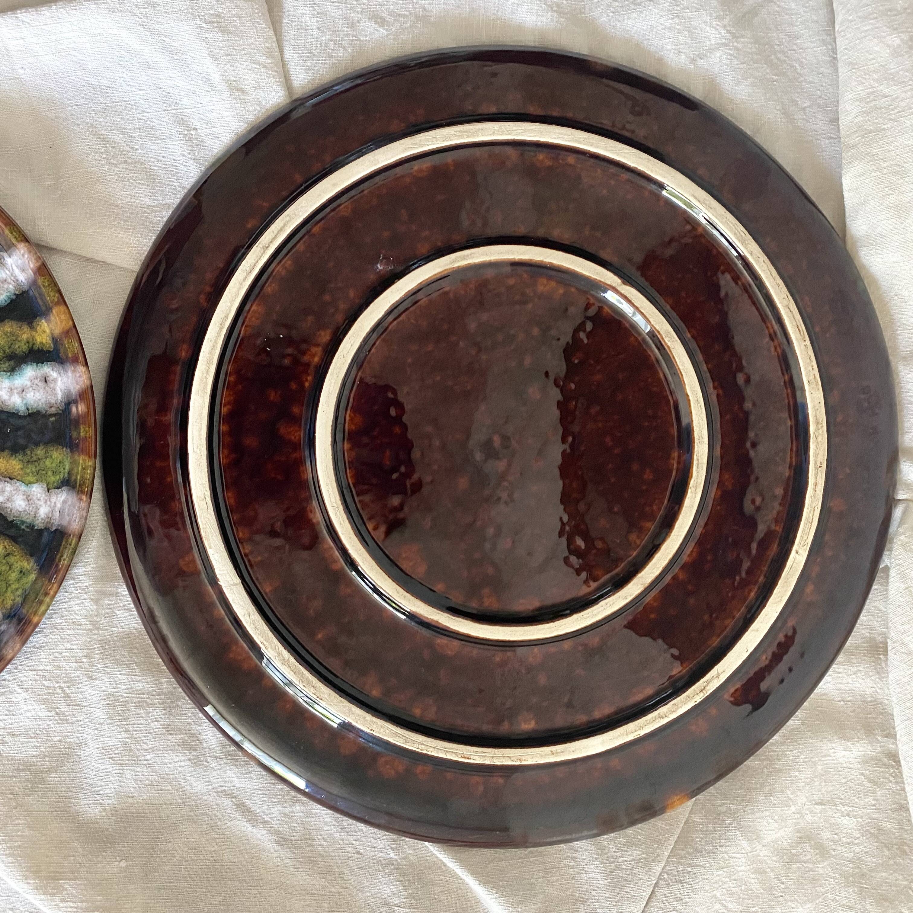 Vintage round dishes from the Saint Jean de Bretagne earthenware factory