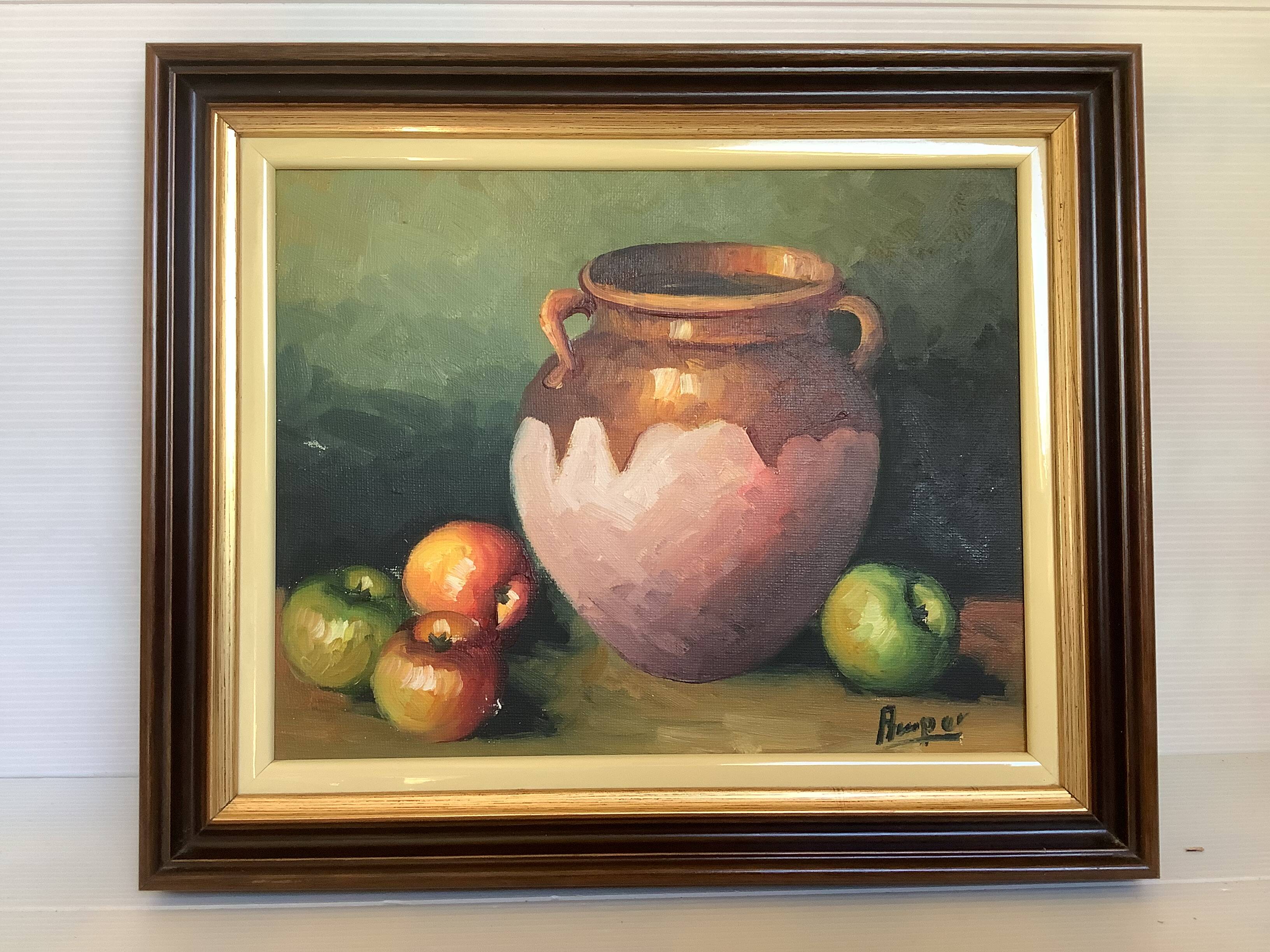 Tableau nature morte huile sur toile signée