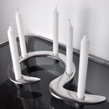 Zigzag candle holder by Matthew Hilton, aluminium, England, 1980