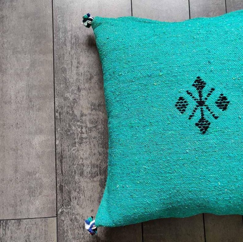 Moroccan green cotton cushion