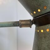 Vintage adjustable wall lamp, brass and patinated green, Italy 1950