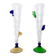 Pair of Transparent Murano Glass Flutes with Colored Details, Italy, 1980s