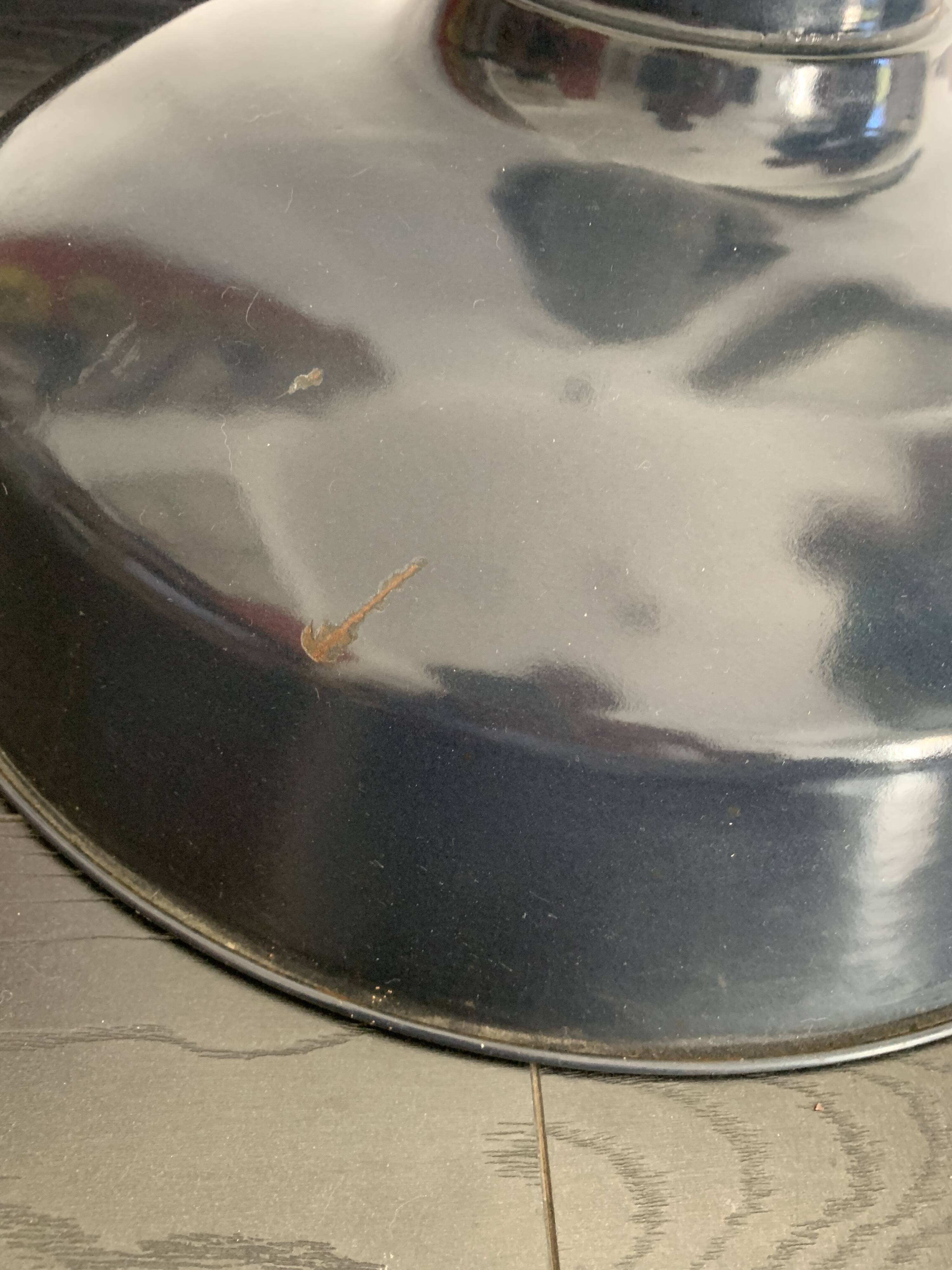 Vintage 1940s pendant lamp with marine enamel bowl - 47 x 40 cm