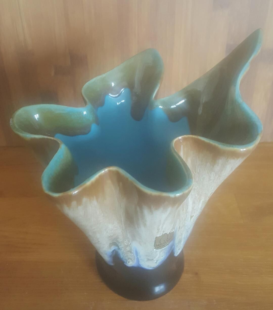 Vintage vase draped shape in flamed sandstone