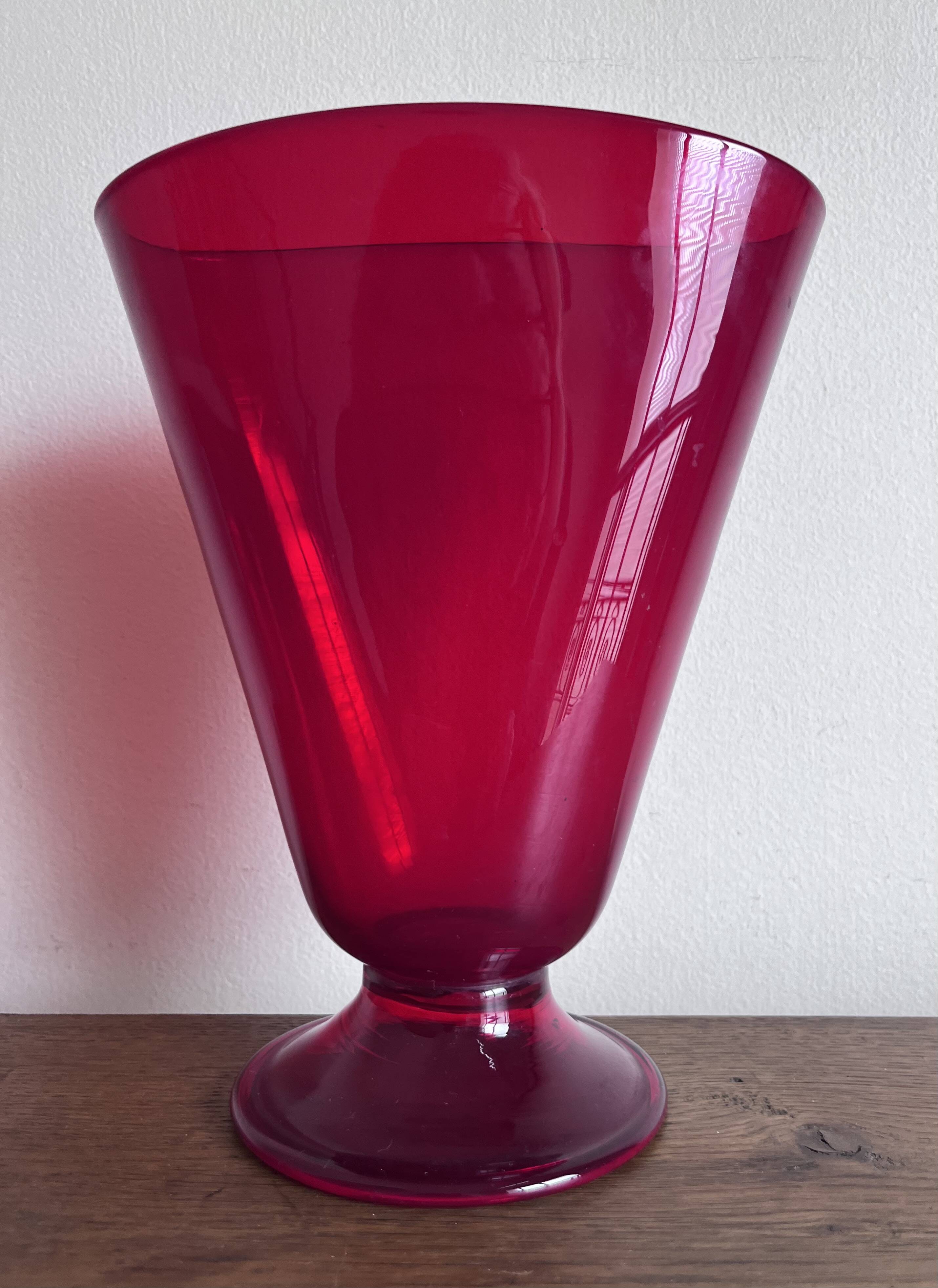 Vase éventail Empoli rouge 1950 XL