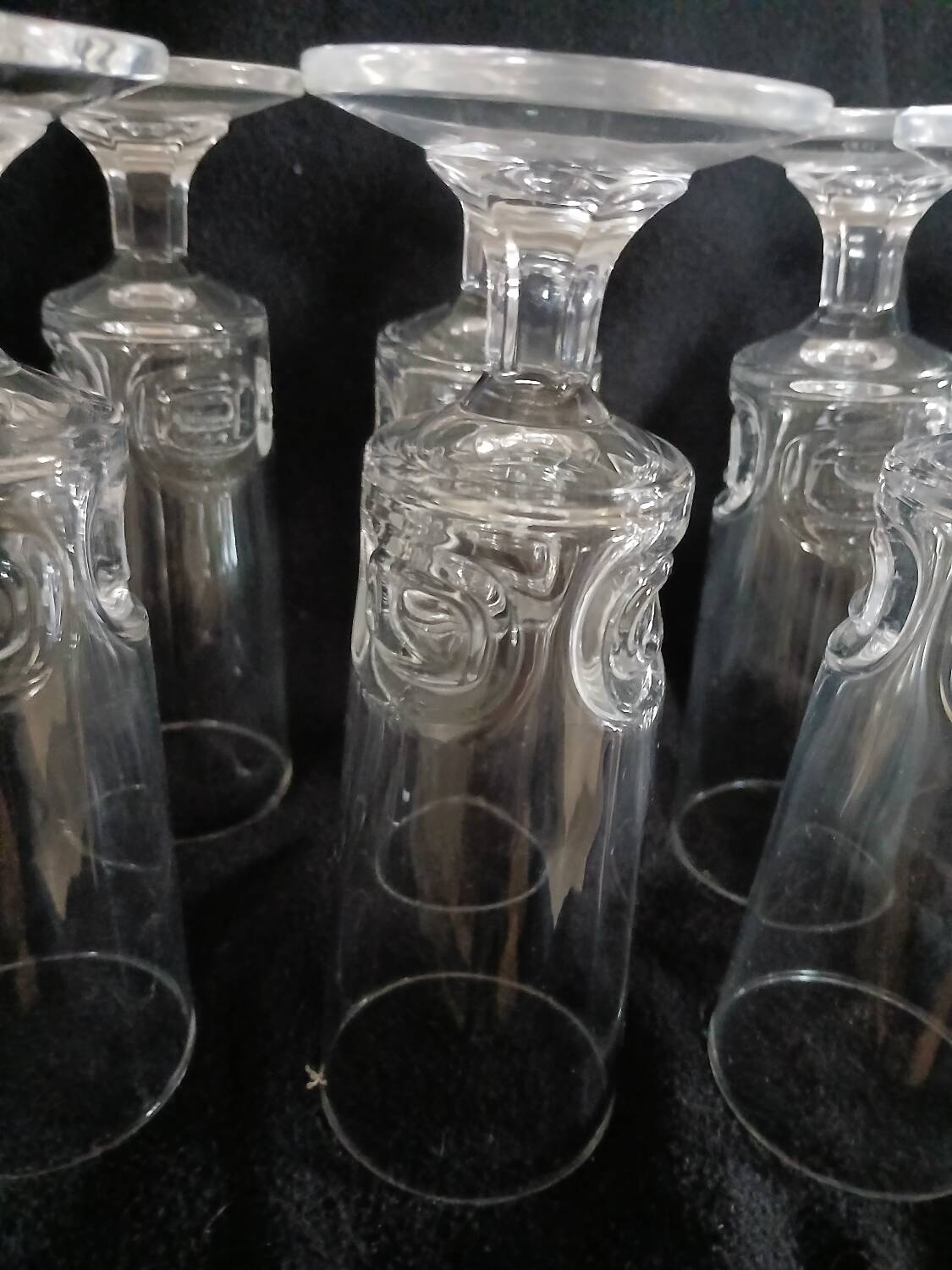 12 antique crystal champagne flutes