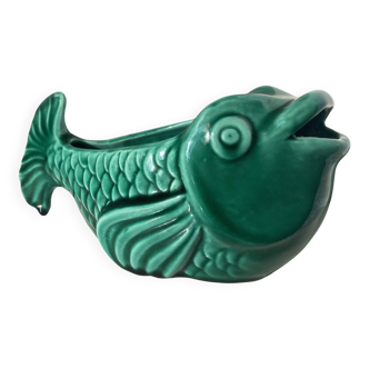Vide-poche poisson en faïence verte Vallauris