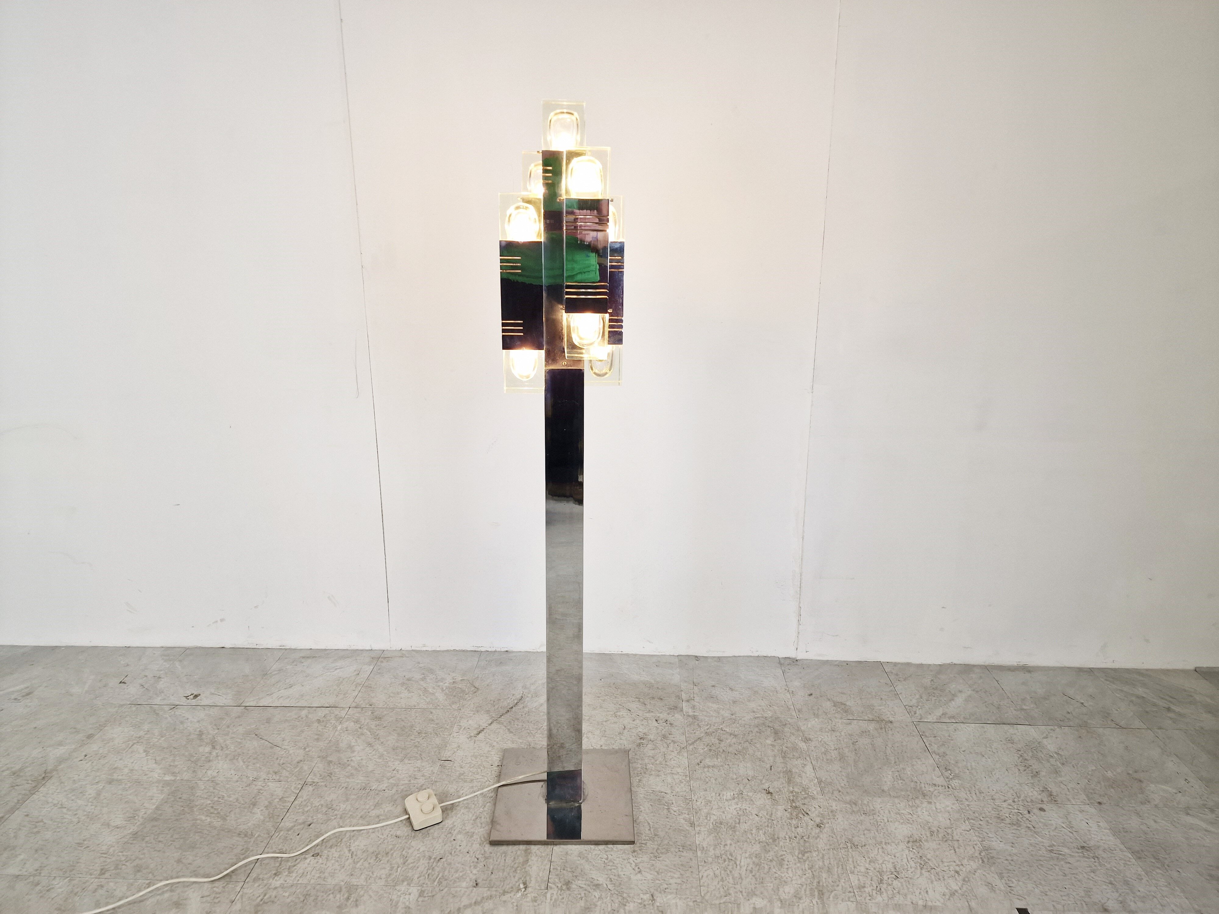 Vintage cubic floor lamp by Gaetano Sciolari, 1970s