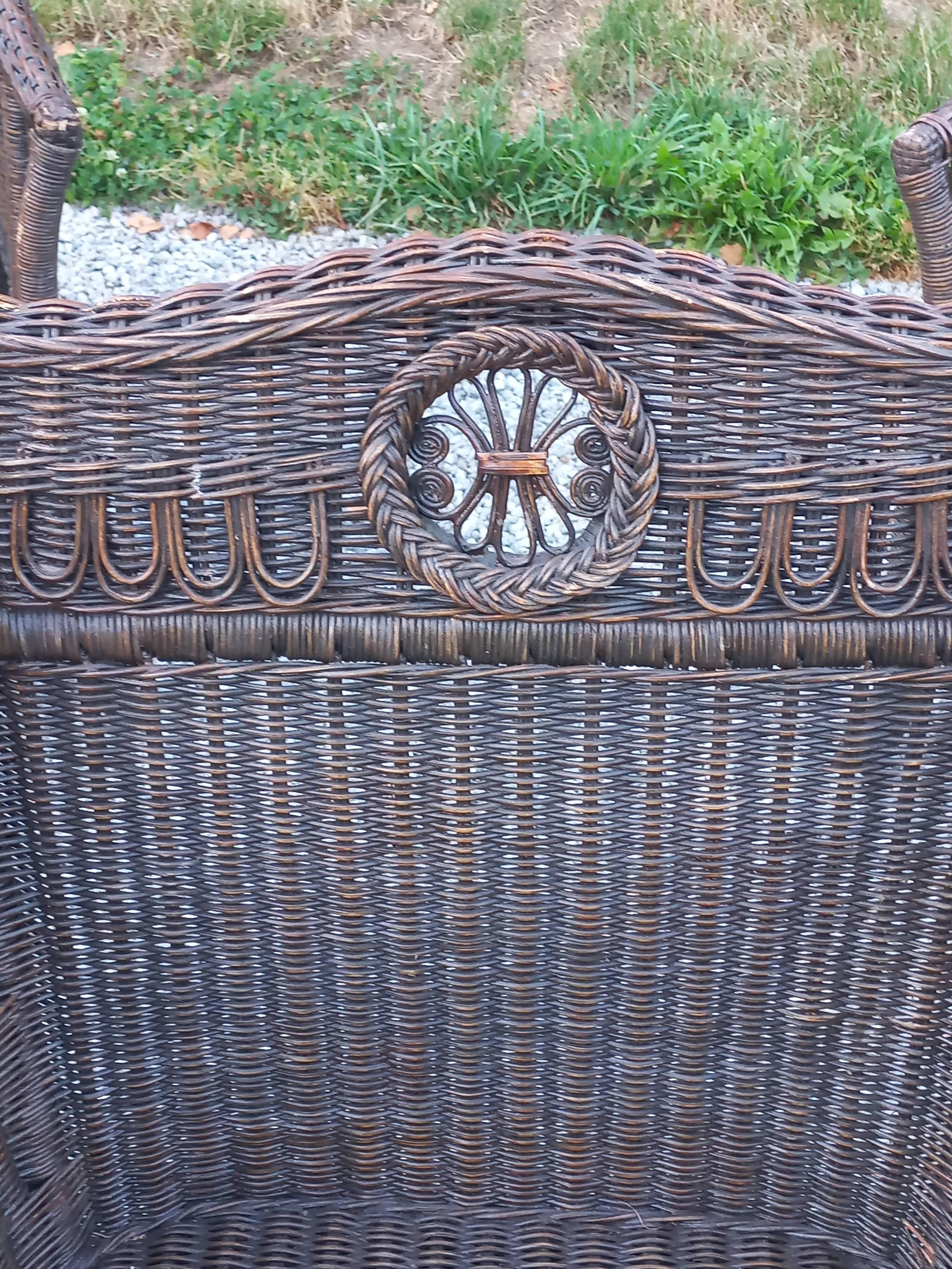 Set de 3 fauteuils en rotin des années 70
