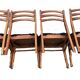 4 Scandinavian Design Chairs in Teak with Black Skai Upholstery 1960