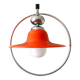Mid century modern glossy orange pull down hanging lamp 1960s