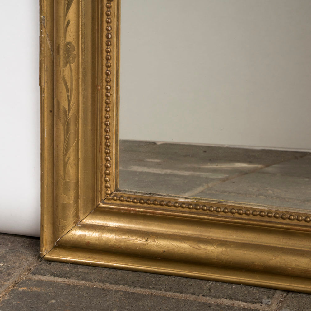 Mirror with floral etchings - 99x74cm