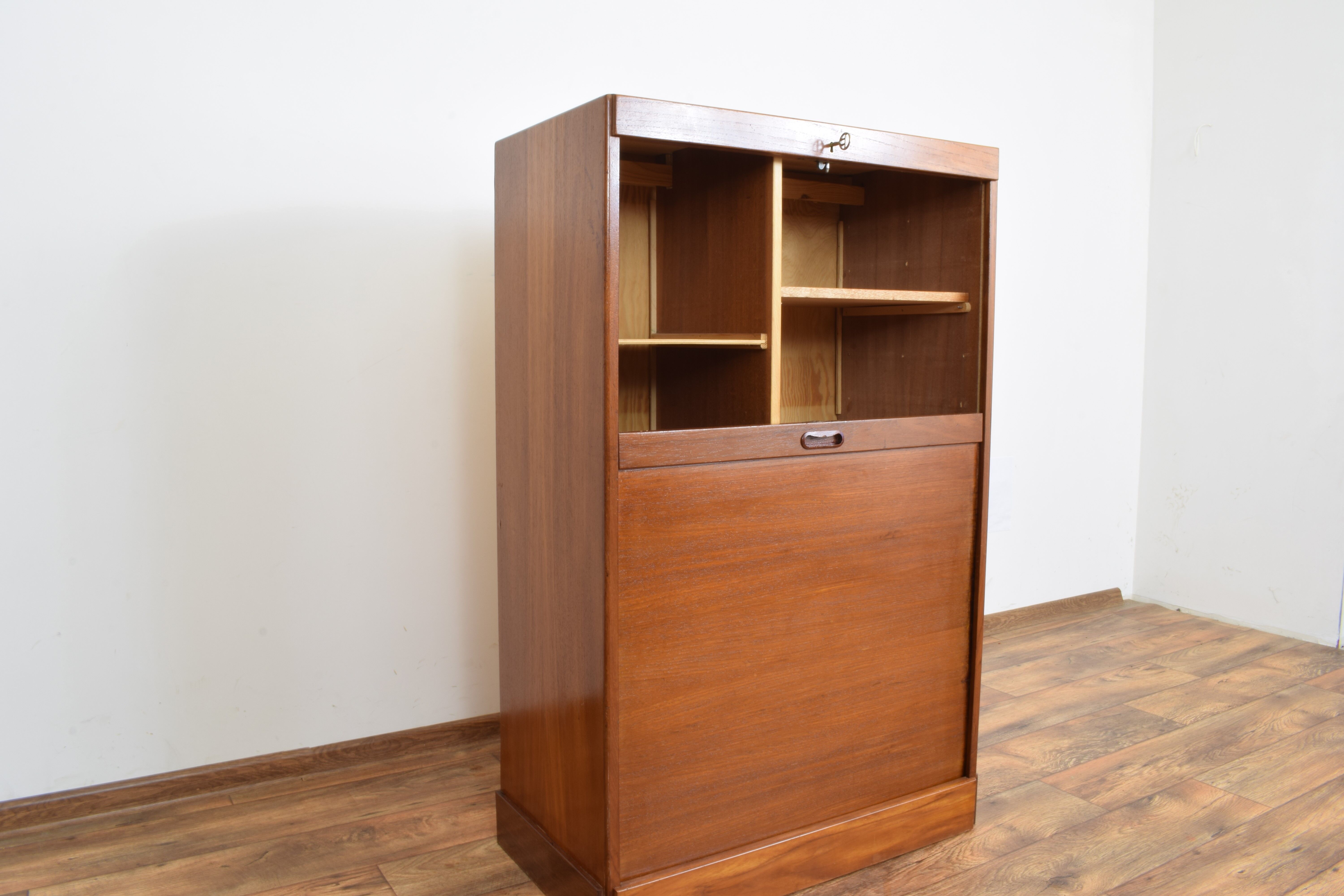 Mid-century danish teak tambour cabinet, 1960