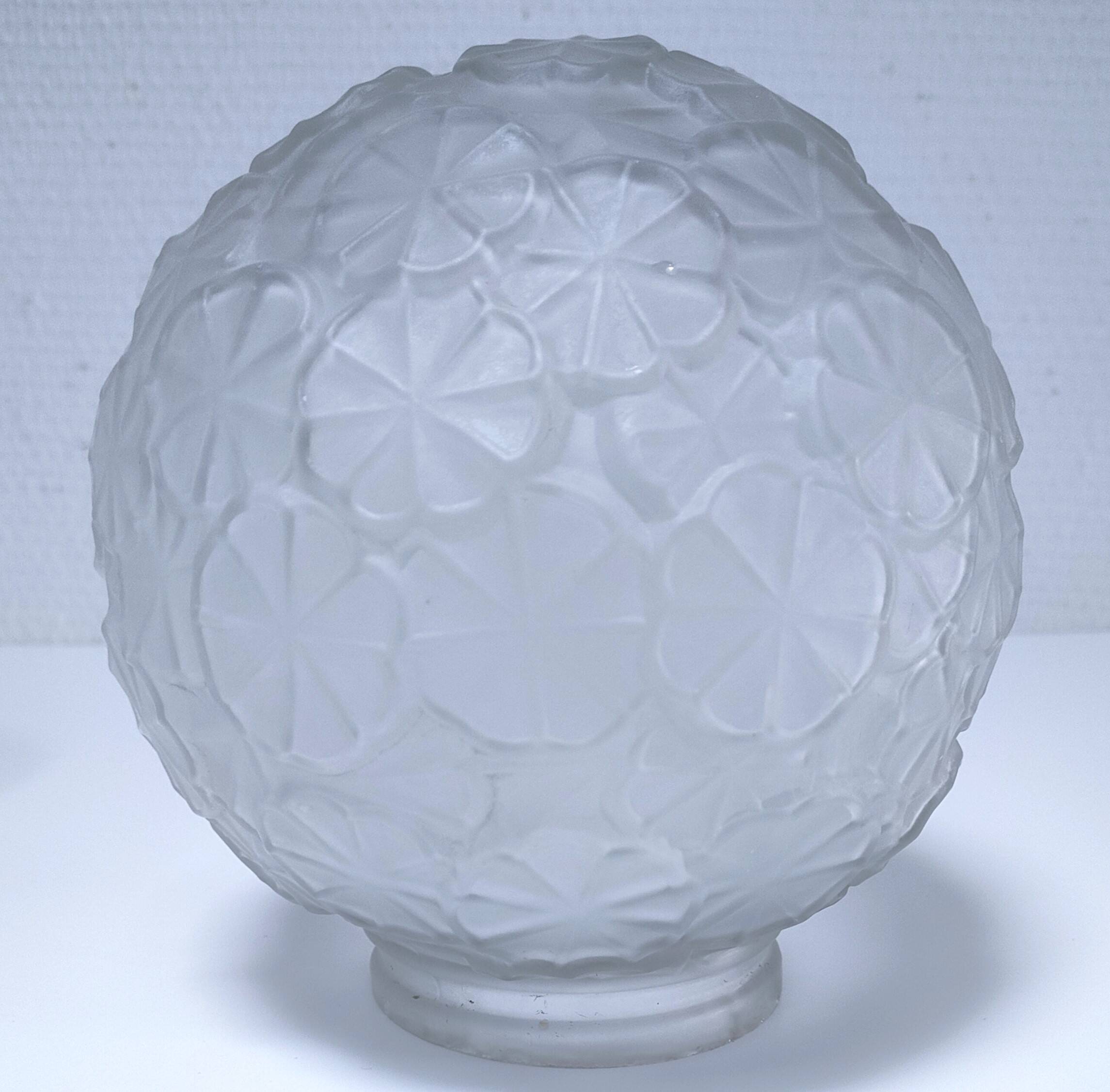 Art Deco glass ball pendant with floral decor