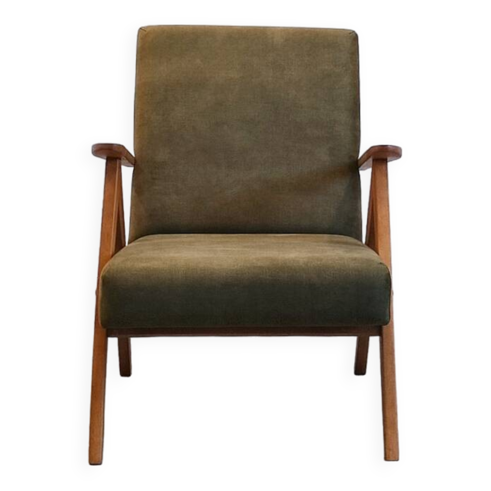 Mid-Century Accent Chair Model B-310 Var in Forest Green Velvet
