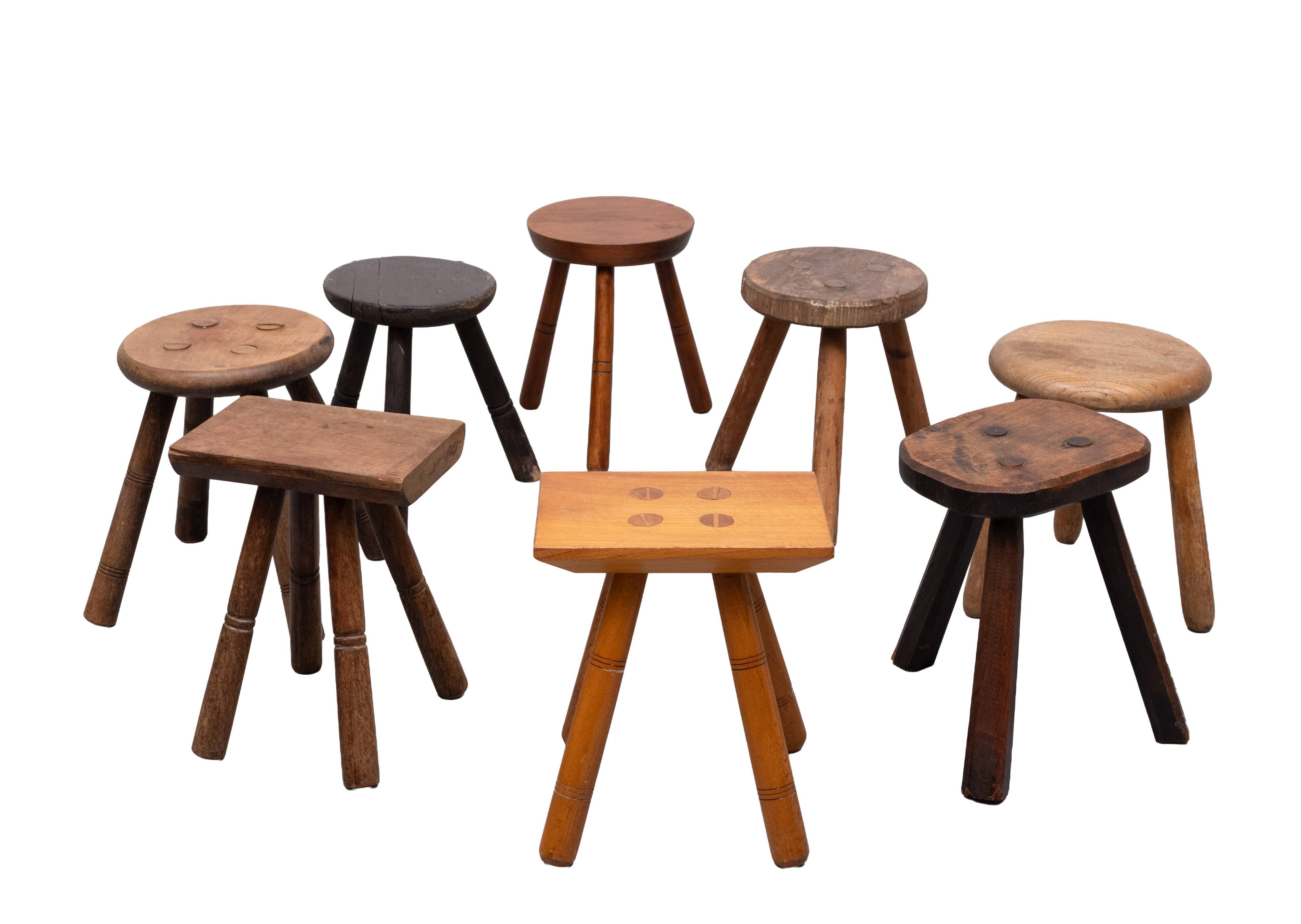 Set of 8 original Milk stools 1950s Holland