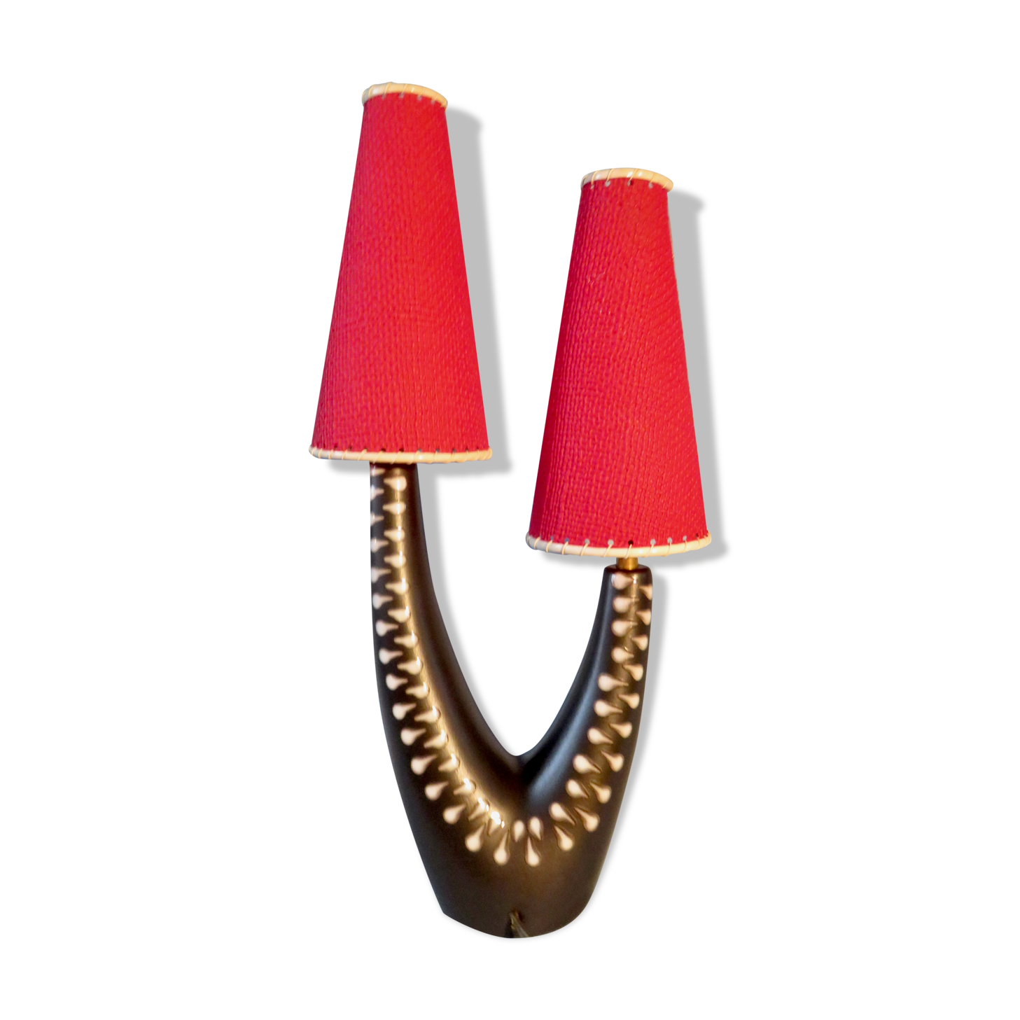 Sandstone bedside lamp with two asymmetrical arms. Soholm. Denmark 1955