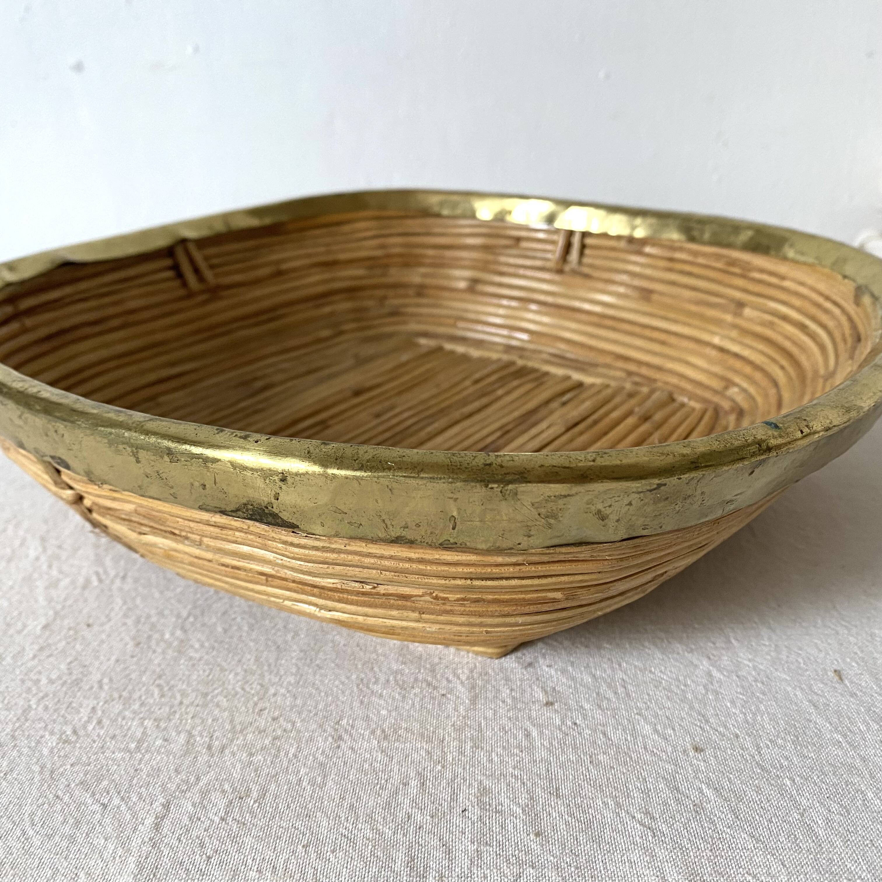 Rattan and brass basket 1960