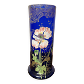 Antique Legras vase – Cobalt blue glass with floral gold enamel – Art Nouveau
