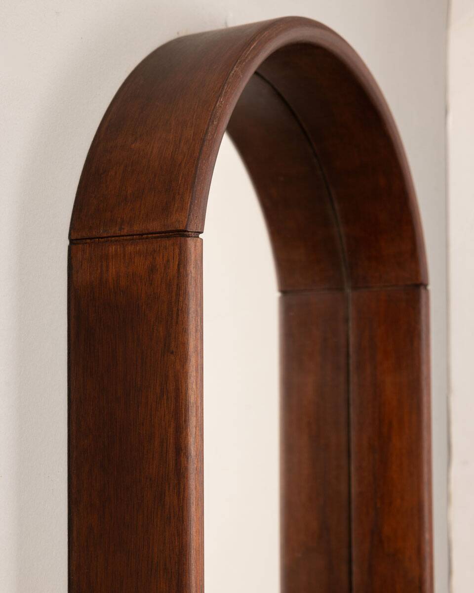Miroir mural ovale vintage des années 70 en bois design italien