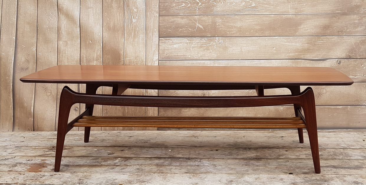 Teak coffee table by Louis van Teeffelen for WéBé, 1950s