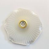 White opaline glass boudoir Art Deco lamp with tulip pleated glass shade