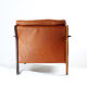 Fauteuil mid century en cuir de cognac et bois de rose massif, 1970s