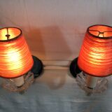 Pair of glass and mirror sconces
