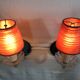 Pair of glass and mirror sconces