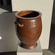 Very large glazed brown terracotta pot with two handles H41 D30